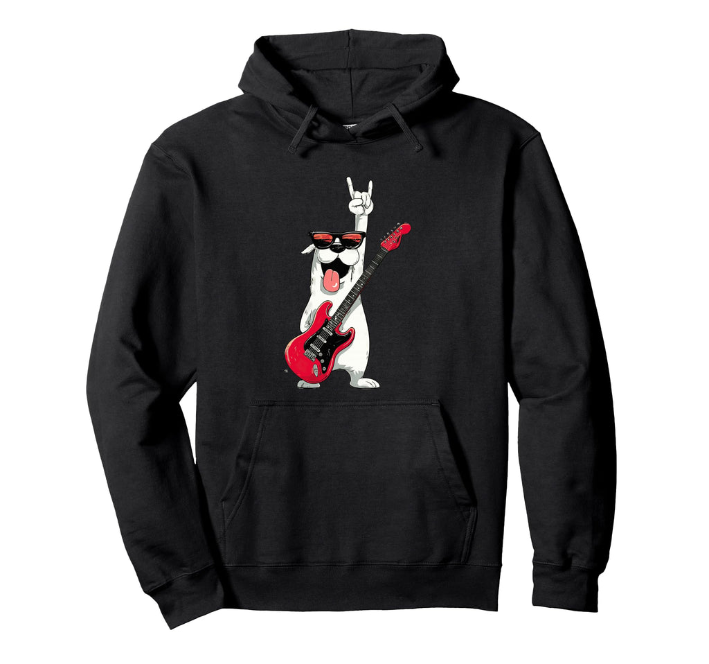 Rock Dog Funny Cartoon Canine Music Lover Hoodie - Minimalist Print Unisex - T-Shirt, Sweatshirt, Hoodie