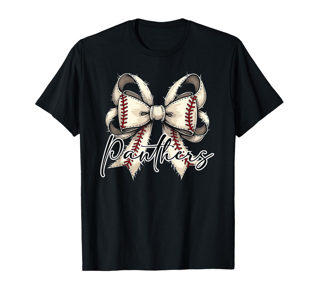 Panthers Baseball Coquette Bow T-Shirt - Fun Novelty Design for Adults - T-Shirt, Sweatshirt, Hoodie