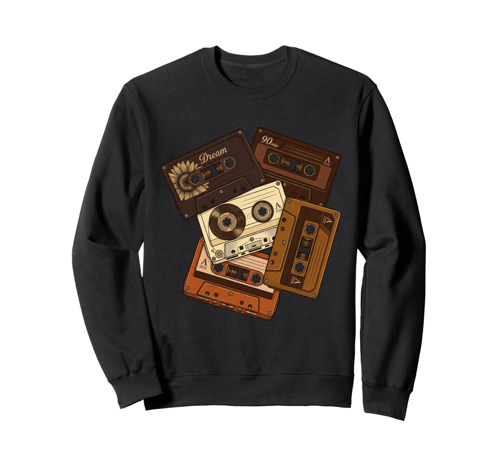 Brown Tape Cassettes Old School Sweatshirt - Minimalist Print Men Women - T-Shirt, Sweatshirt, Hoodie