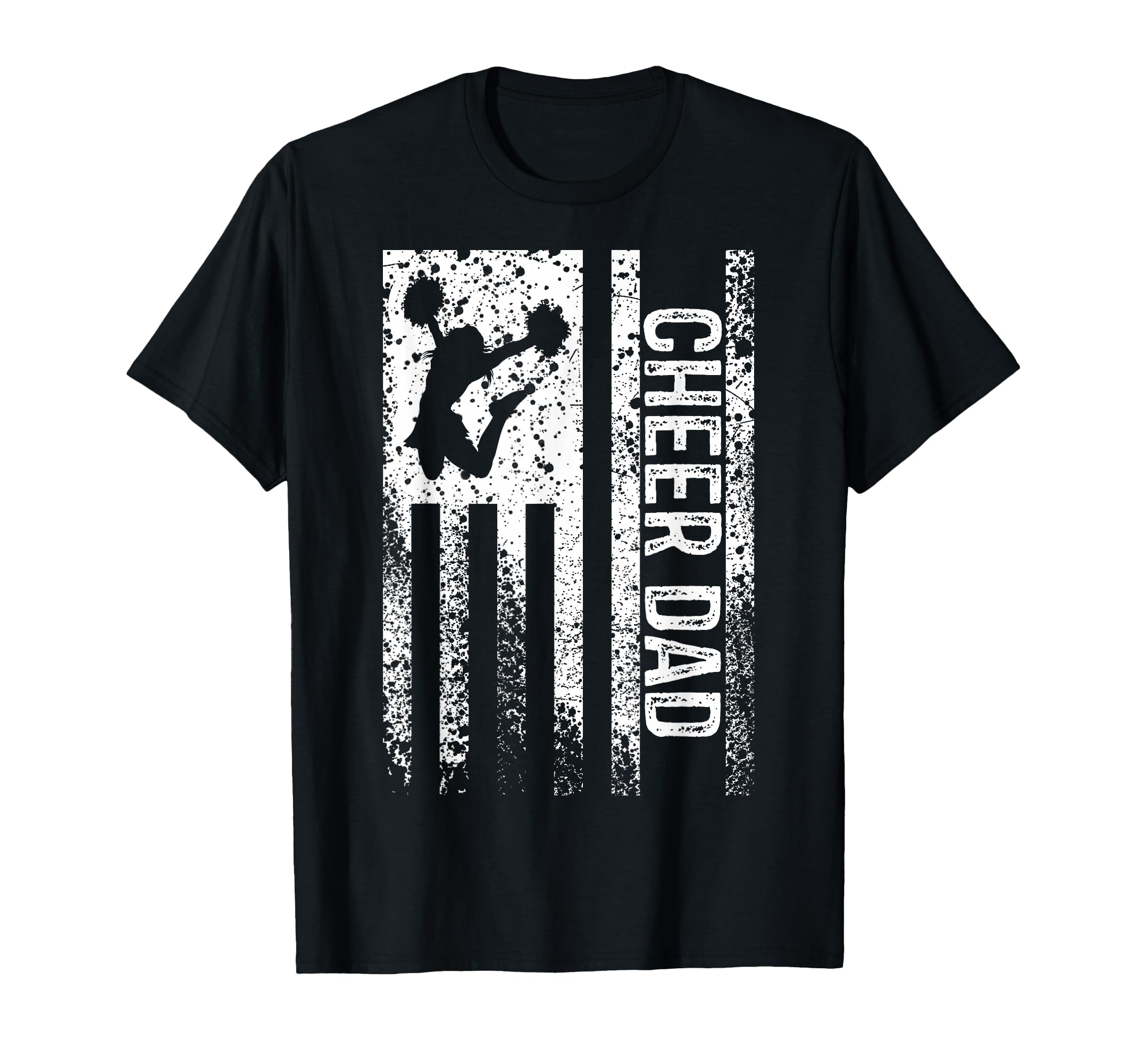 Cheer Dad American Flag Father Cheerleader T-Shirt - Unique Graphic Unisex - T-Shirt, Sweatshirt, Hoodie
