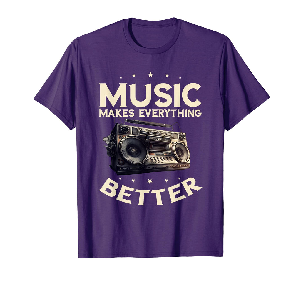 Boombox Oldschool Music Makes T-Shirt - Fun Novelty Design Men Women - T-Shirt, Sweatshirt, Hoodie