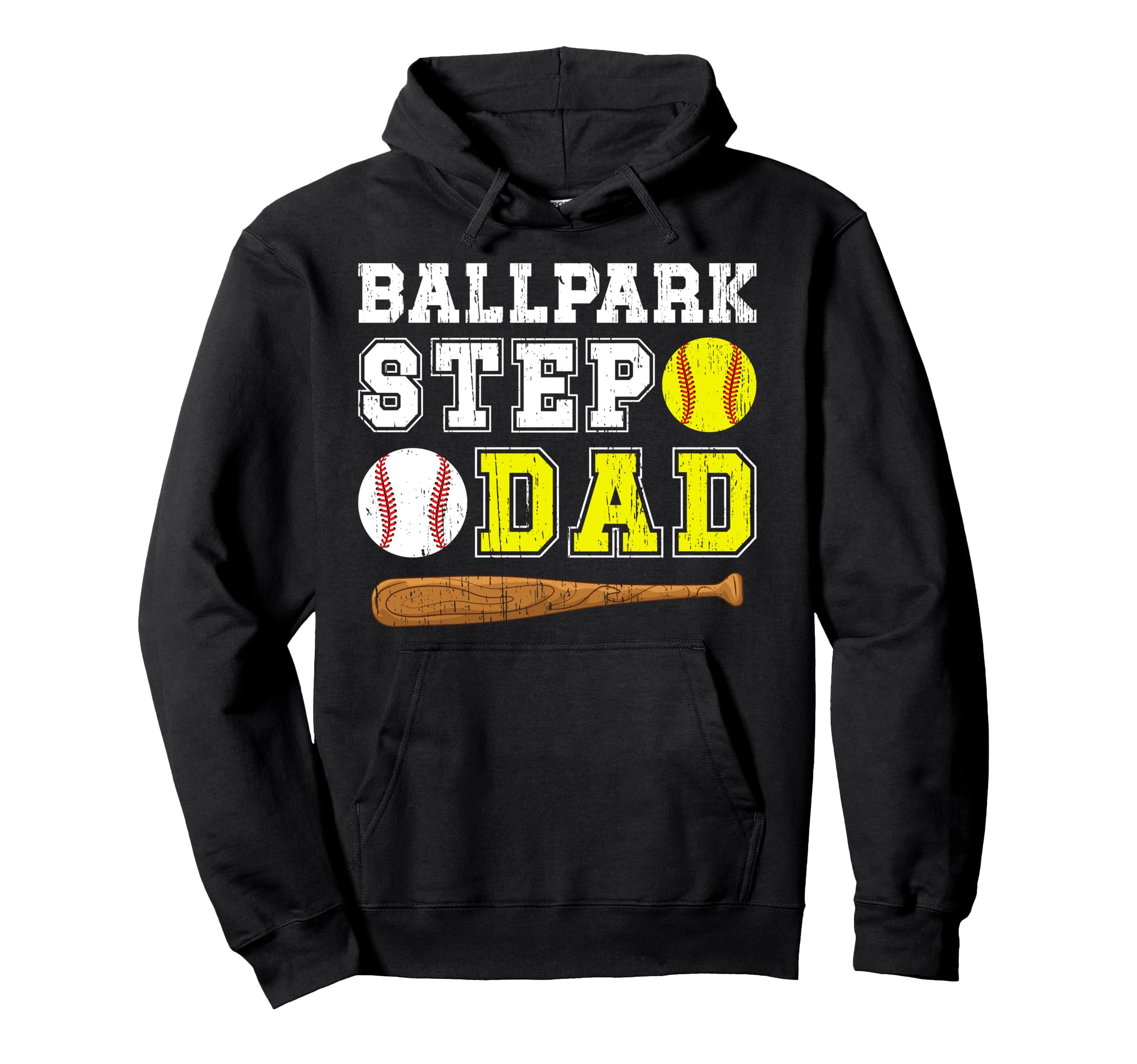 Ballpark Step Dad Softball Baseball Hoodie - Novelty Apparel for Adults - T-Shirt, Sweatshirt, Hoodie