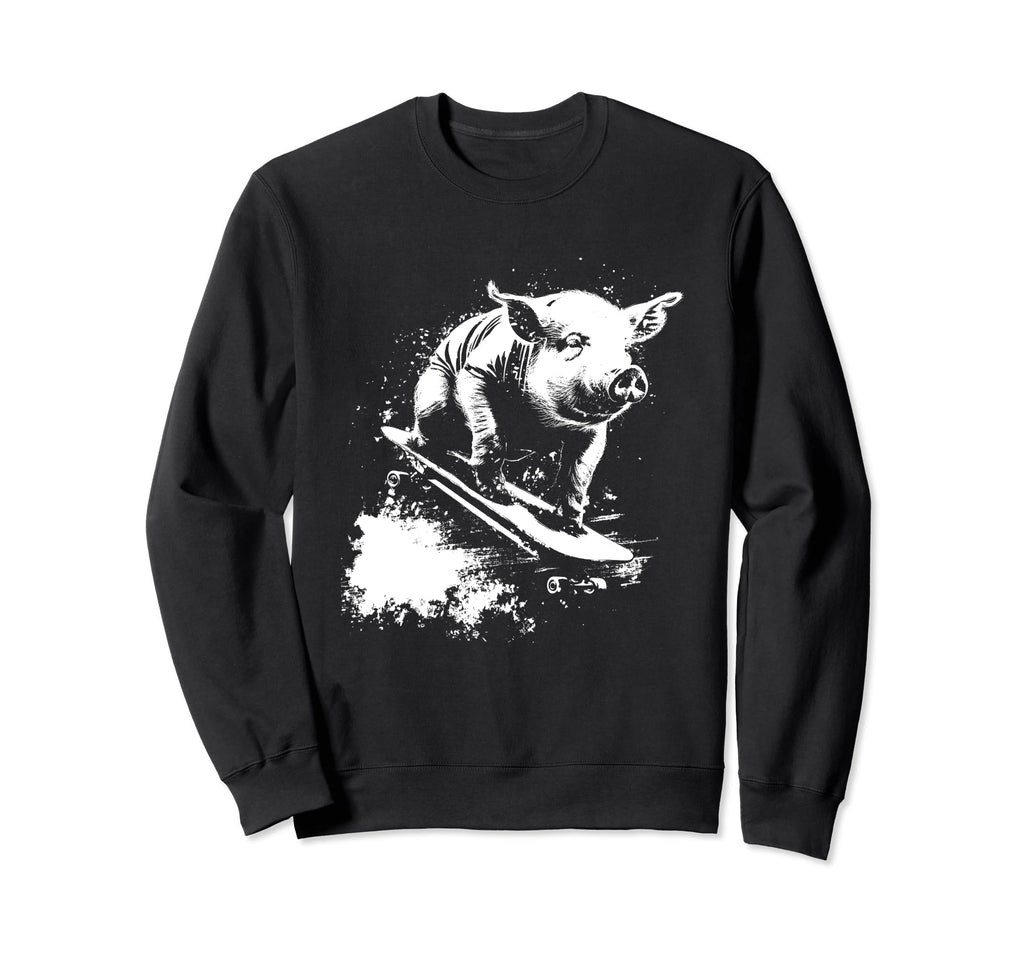 Funny Pig Riding Skateboard 90S Sweatshirt - Novelty Apparel Men Women - T-Shirt, Sweatshirt, Hoodie