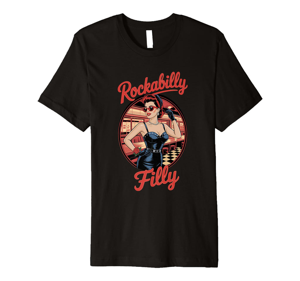 Rockabilly Filly Diner T-Shirt - Streetwear Style for Adults - T-Shirt, Sweatshirt, Hoodie