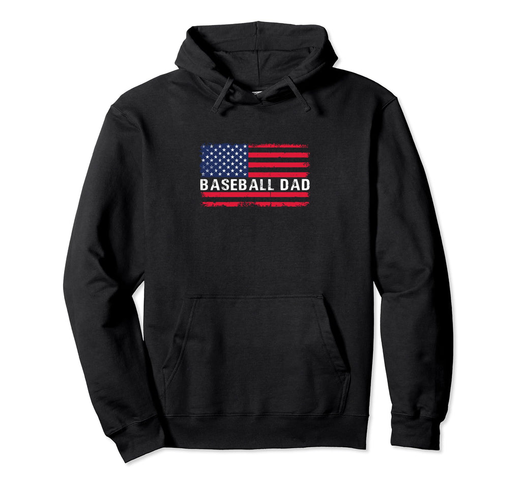 Baseball Dad Usa American Flag Hoodie - Aesthetic Graphic Men Women - T-Shirt, Sweatshirt, Hoodie