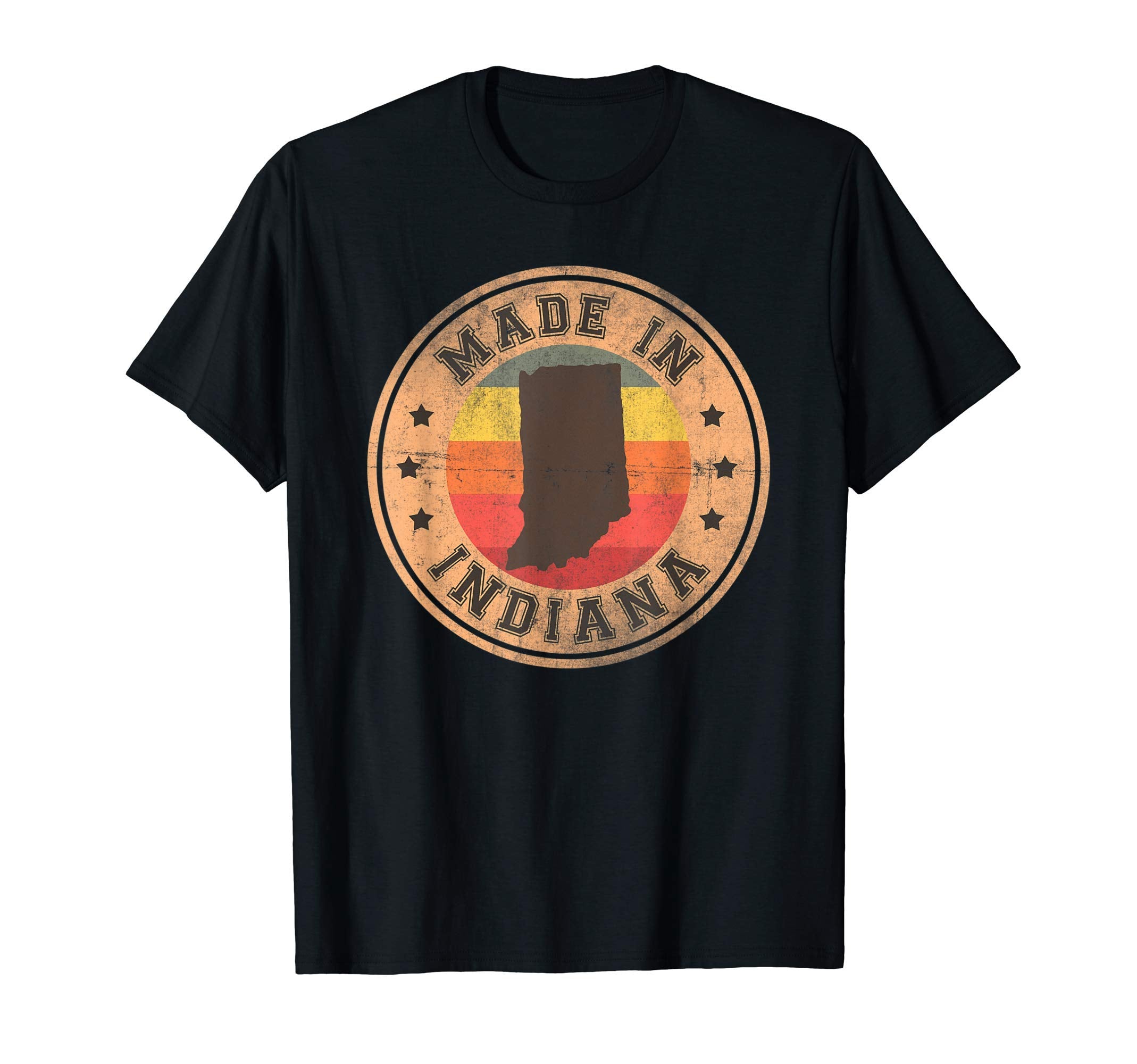 Indiana Us State Map Stripes 1970 T-Shirt - Aesthetic Graphic Unisex - T-Shirt, Sweatshirt, Hoodie