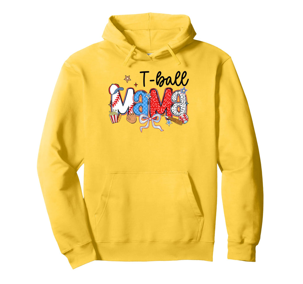 T Ball Mama Coquette Bow Ball Matching Hoodie - Custom Art Print Unisex - T-Shirt, Sweatshirt, Hoodie
