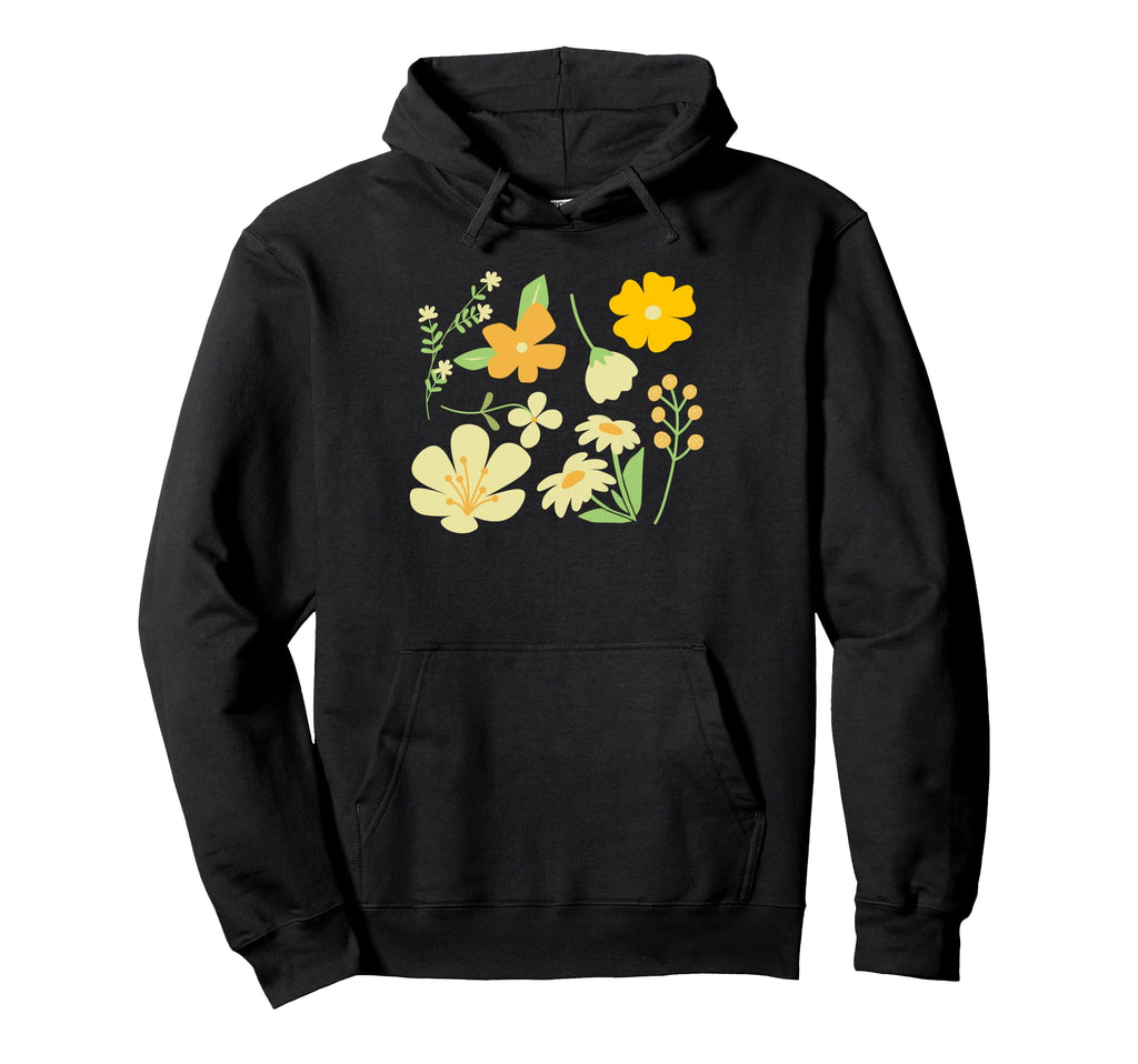 Boho Floral Warm Yellow Wildflower Hoodie - Aesthetic Graphic for Adults - T-Shirt, Sweatshirt, Hoodie