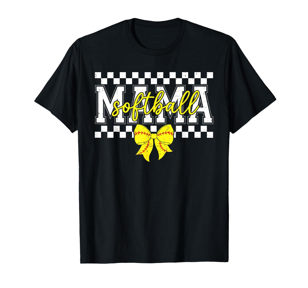 Checkered Softball Mama Cheer Mom T-Shirt - Novelty Apparel Men Women - T-Shirt, Sweatshirt, Hoodie
