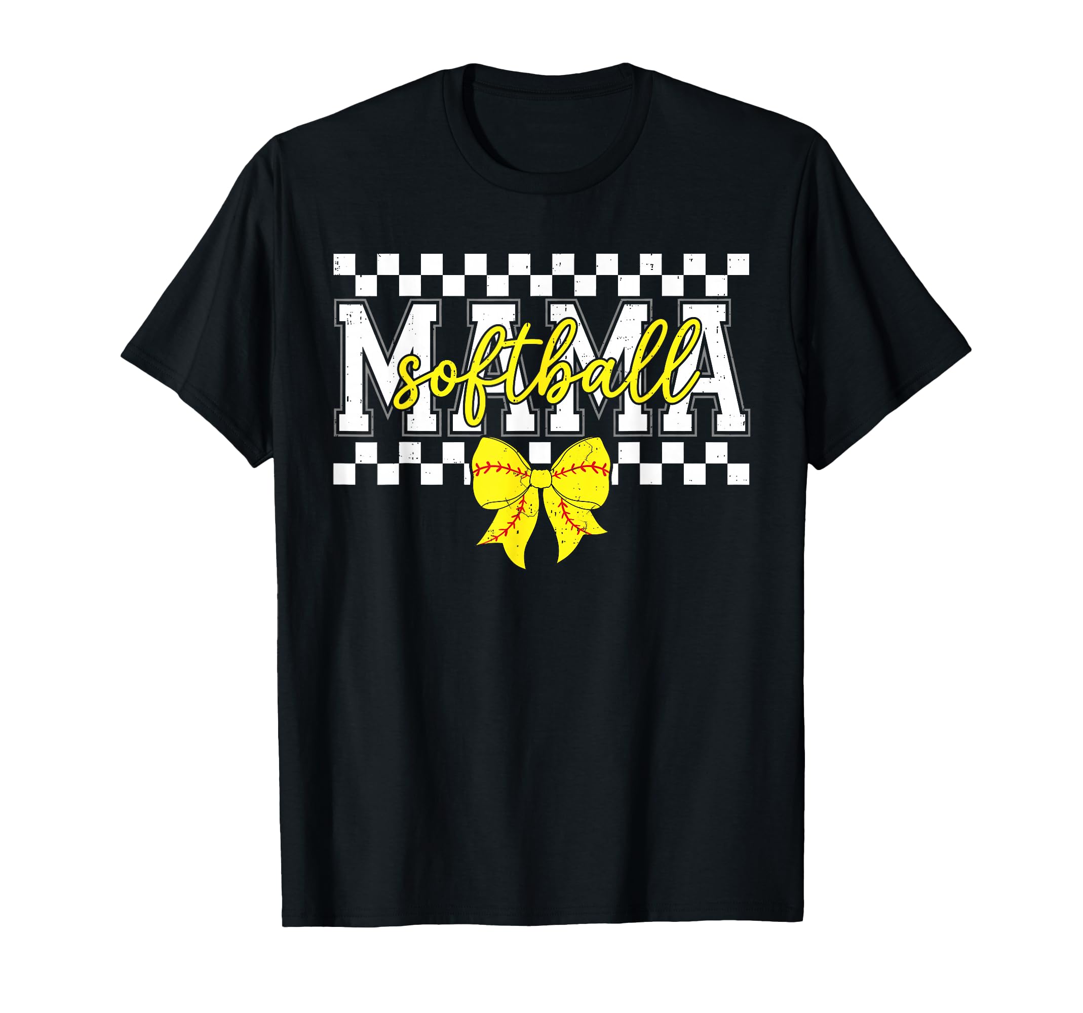 Checkered Softball Mama Cheer Mom T-Shirt - Novelty Apparel Men Women - T-Shirt, Sweatshirt, Hoodie