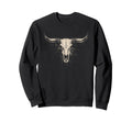 Boho Cow Skull Cowgirl Cowboy Sweatshirt - Unique Graphic for Adults - T-Shirt, Sweatshirt, Hoodie