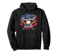 Baseball Dad American Flag Baseball Hoodie - Trendy Graphic Unisex - T-Shirt, Sweatshirt, Hoodie