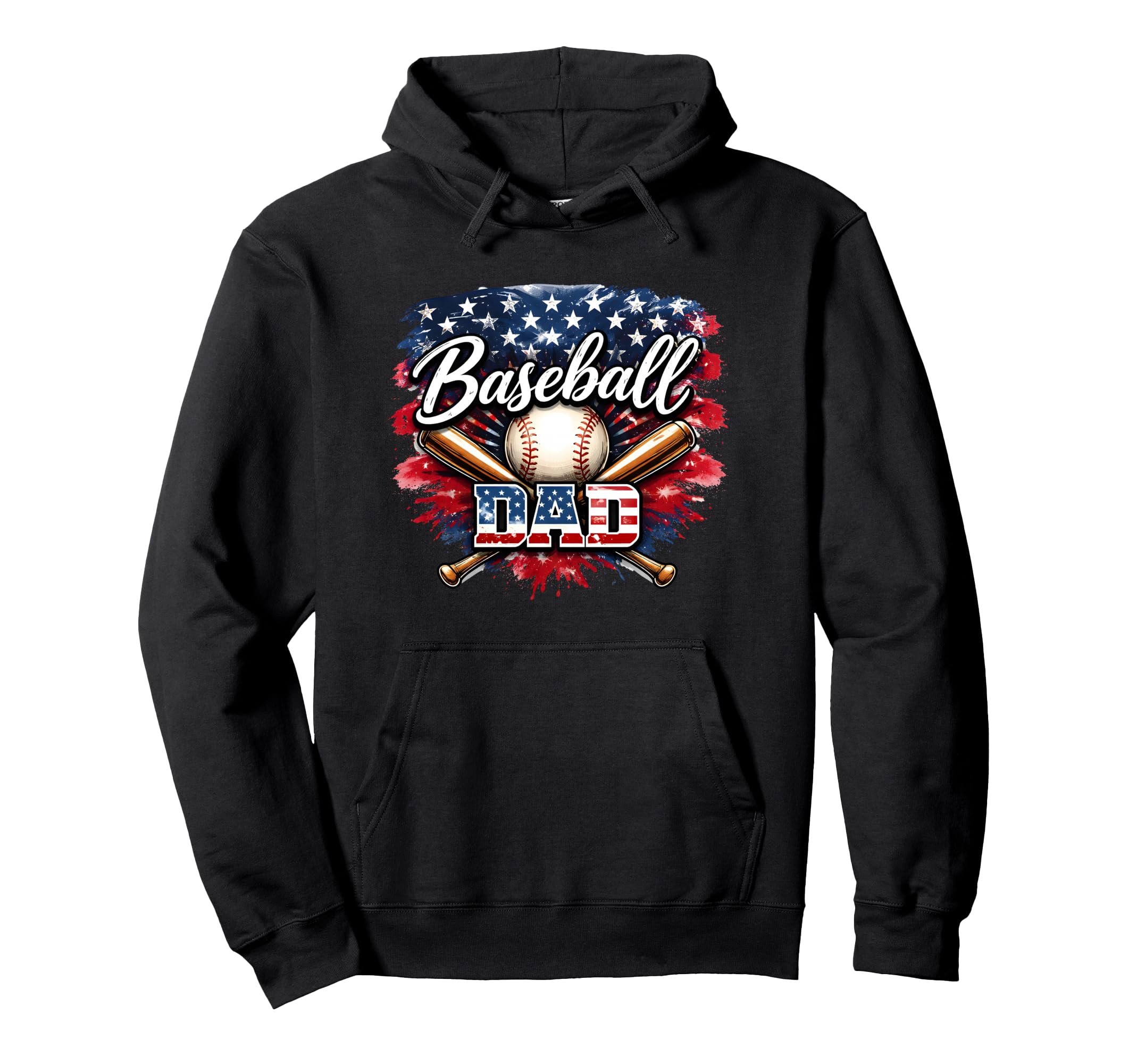 Baseball Dad American Flag Baseball Hoodie - Trendy Graphic Unisex - T-Shirt, Sweatshirt, Hoodie