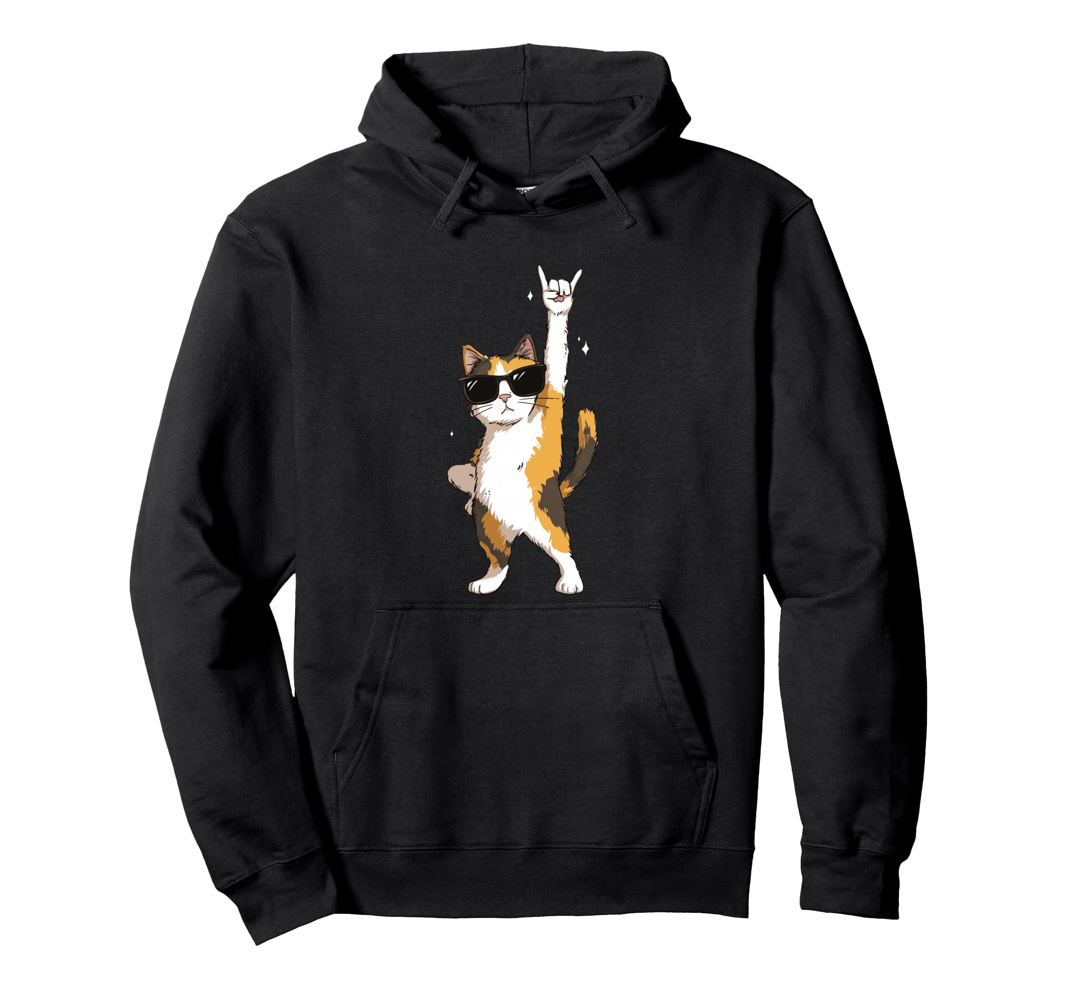 Cat Sunglasses Rock Funny Hoodie - Casual Everyday Wear Men Women - T-Shirt, Sweatshirt, Hoodie