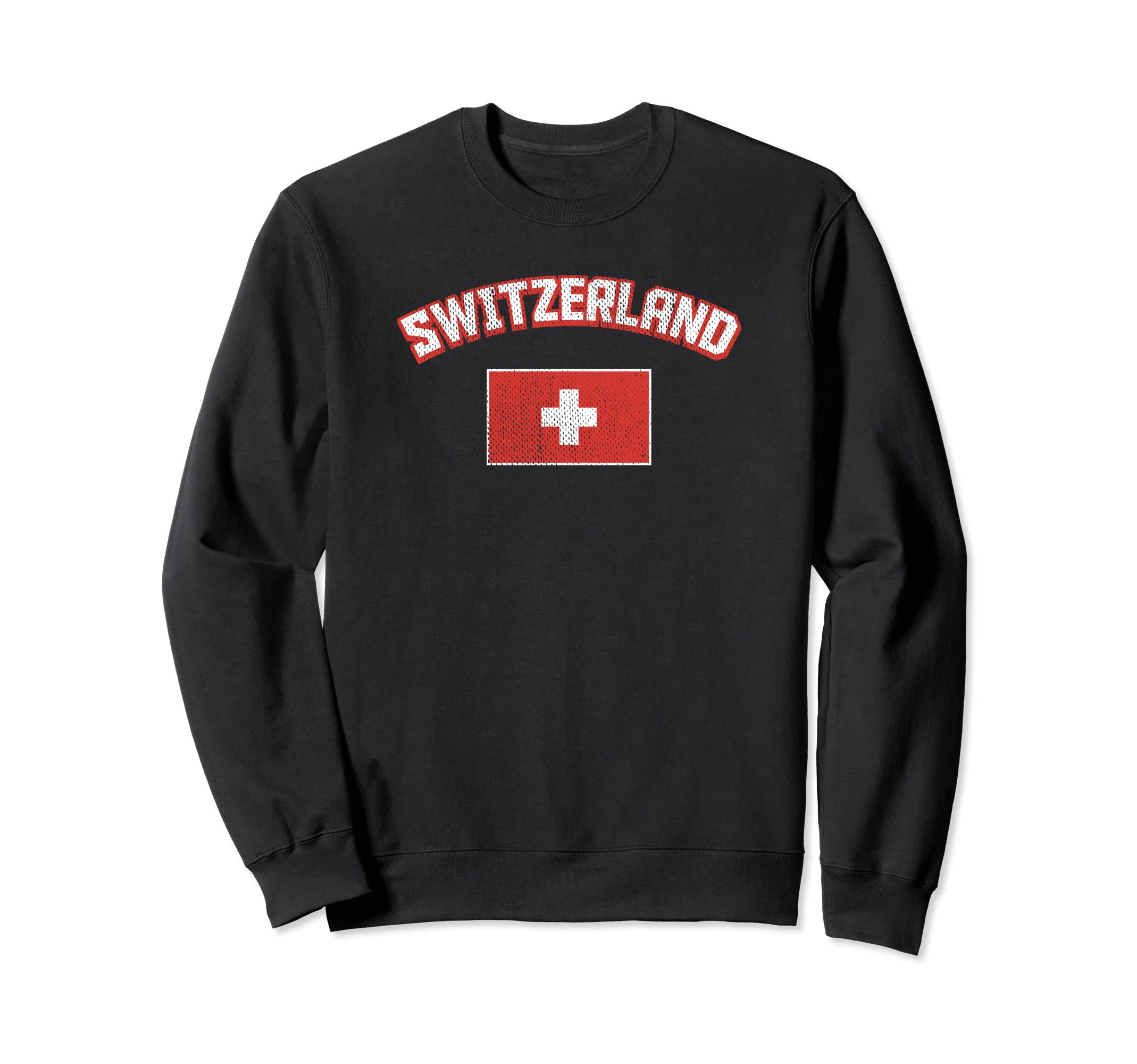 Switzerland Flag Distressed Country Sweatshirt - Trendy Graphic Men Women - T-Shirt, Sweatshirt, Hoodie