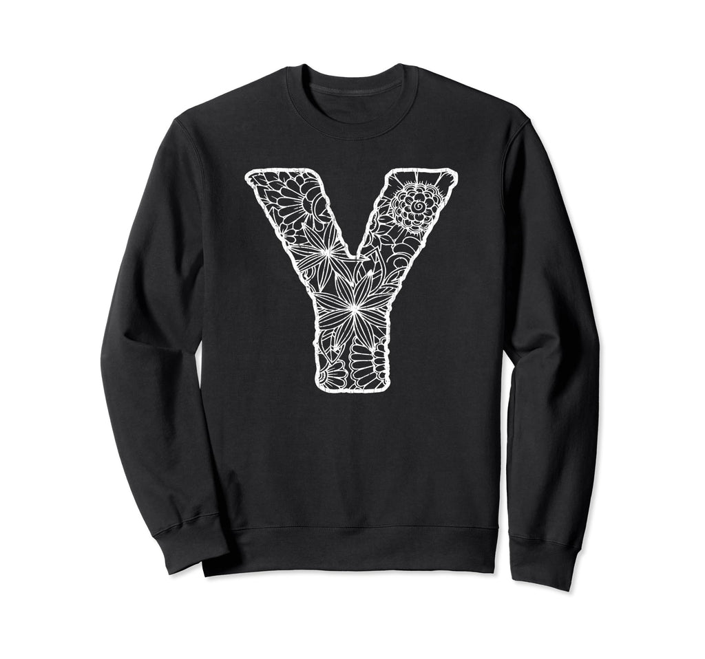 Capital Letter Y Floral Chic Boho Sweatshirt - Novelty Apparel Unisex - T-Shirt, Sweatshirt, Hoodie