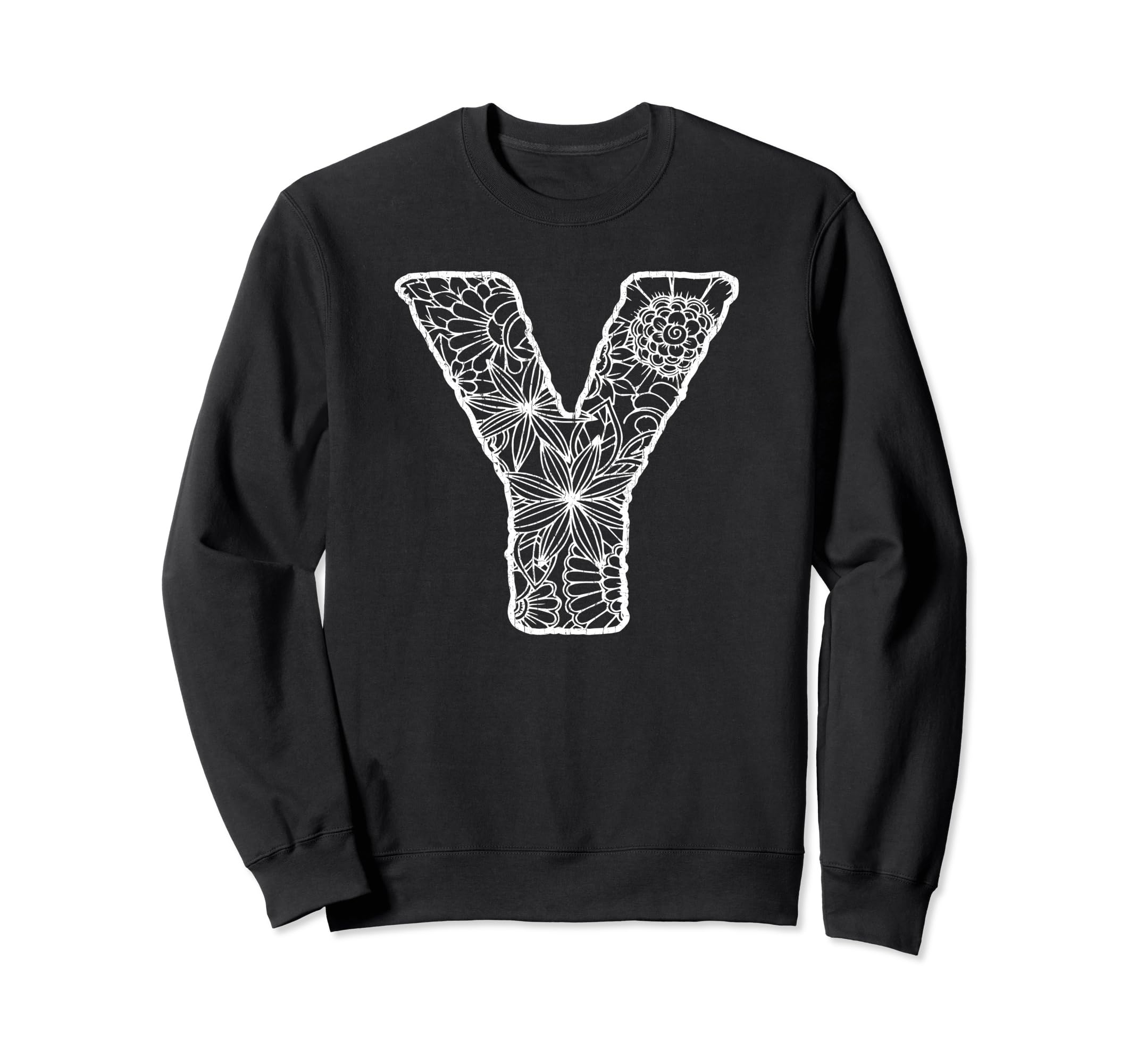 Capital Letter Y Floral Chic Boho Sweatshirt - Novelty Apparel Unisex - T-Shirt, Sweatshirt, Hoodie