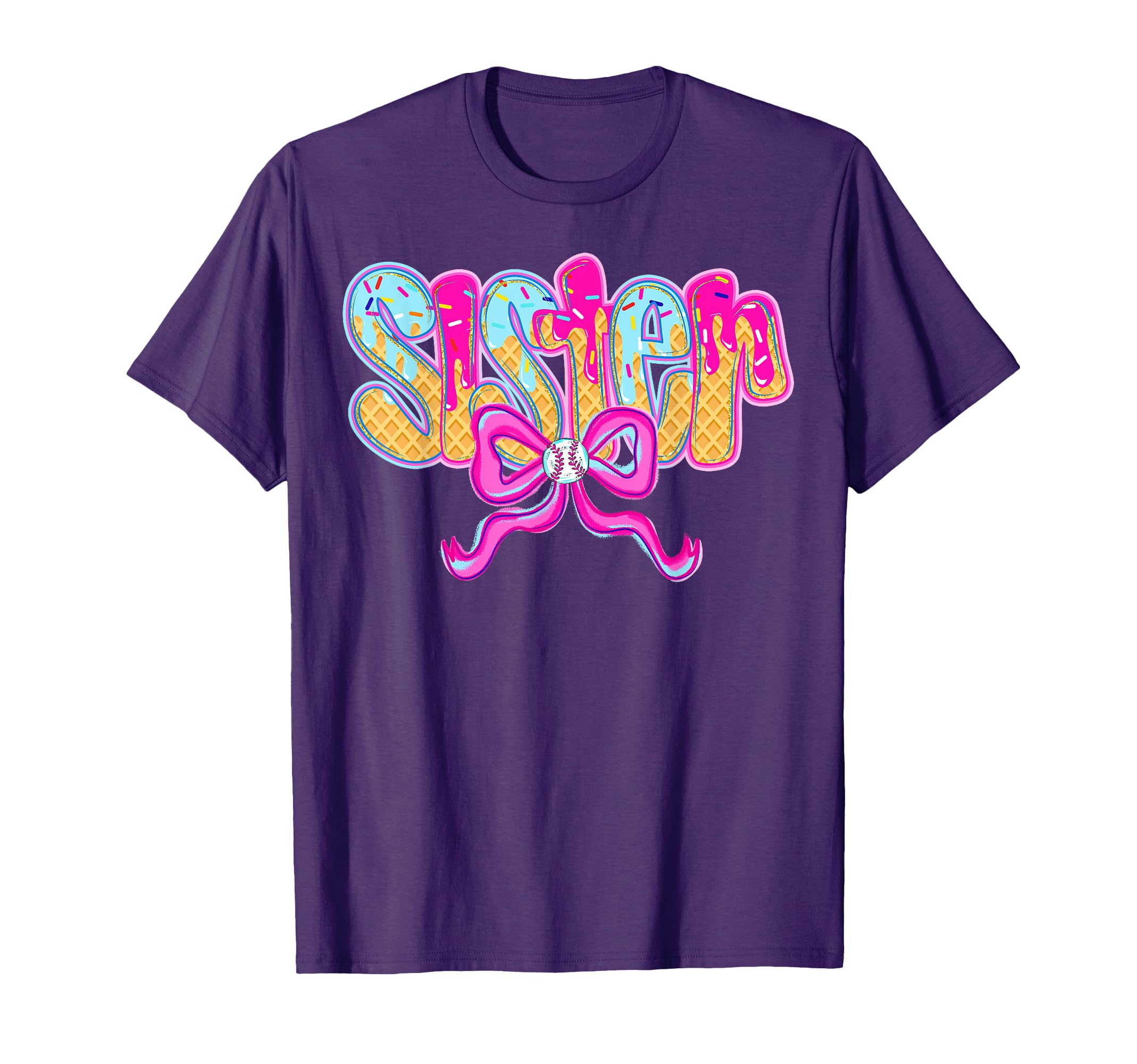 Baseball Sister Drip Ice Cream T-Shirt - Fun Novelty Design for Adults - T-Shirt, Sweatshirt, Hoodie