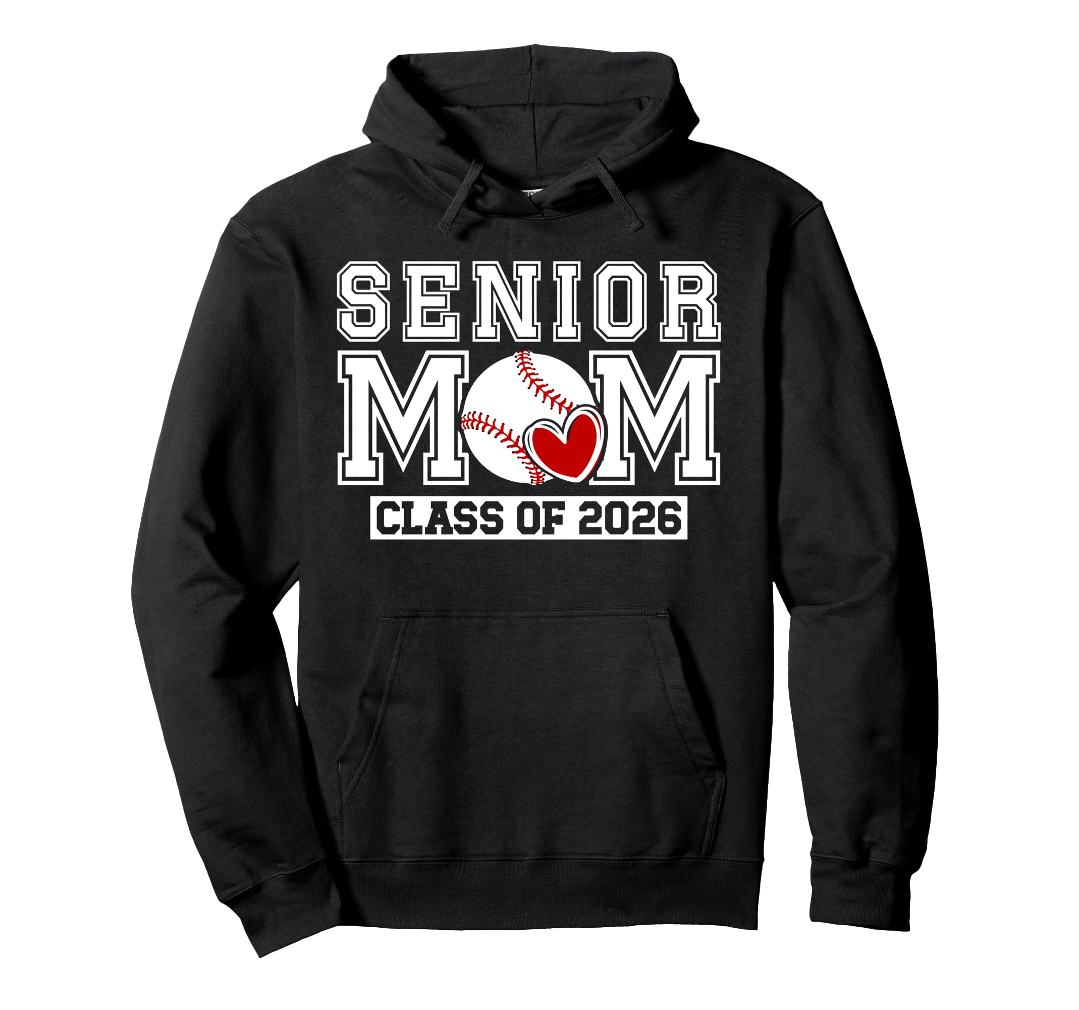 Baseball Senior Mom Class 2026 Baseball Hoodie - Graphic Print for Adults - T-Shirt, Sweatshirt, Hoodie