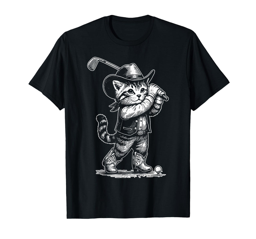 Cowboy Golf Cat Animal Lover Sport T-Shirt - Unique Graphic Unisex - T-Shirt, Sweatshirt, Hoodie