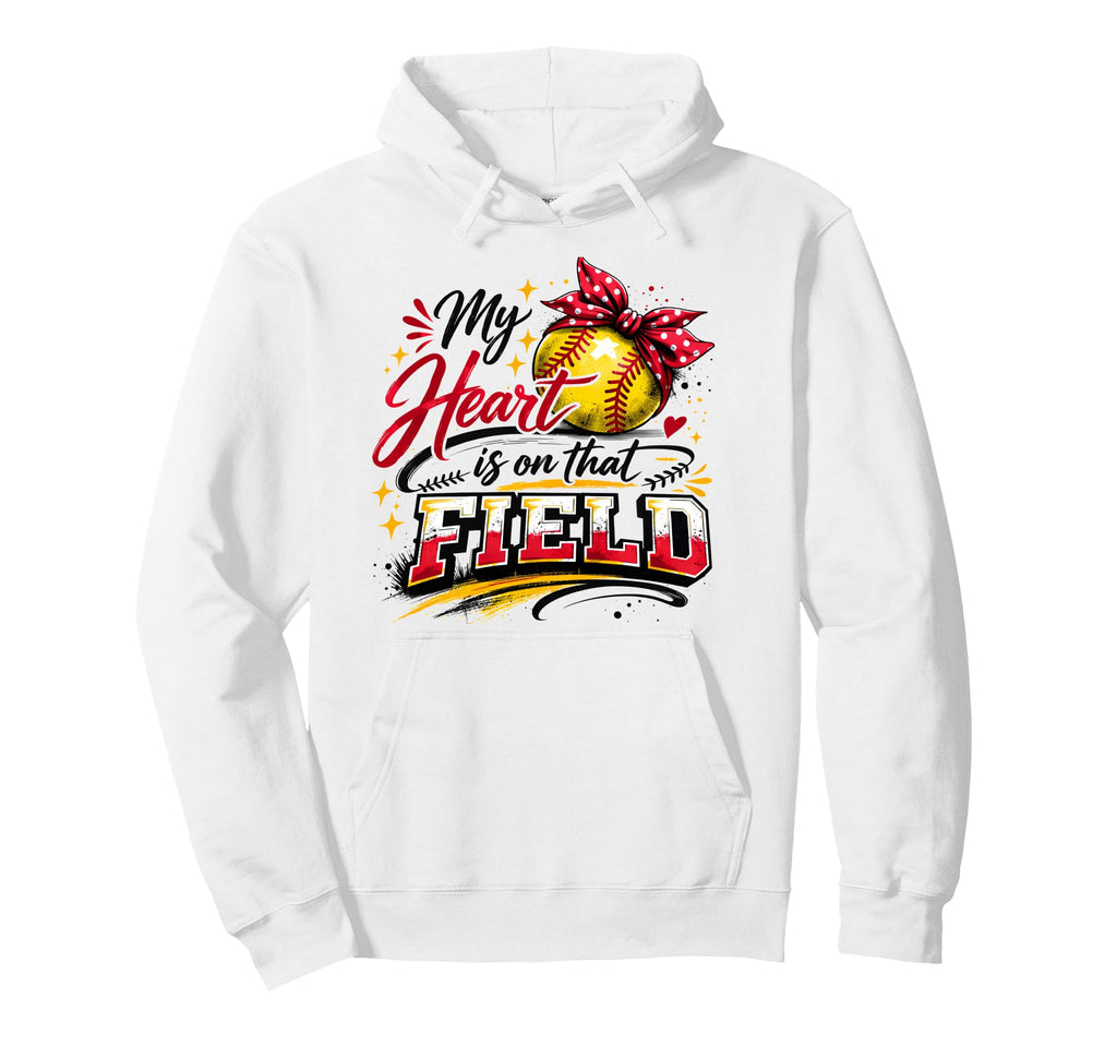 My Heart Is That Field Baseball Softball Mom Hoodie - Graphic Print Unisex - T-Shirt, Sweatshirt, Hoodie