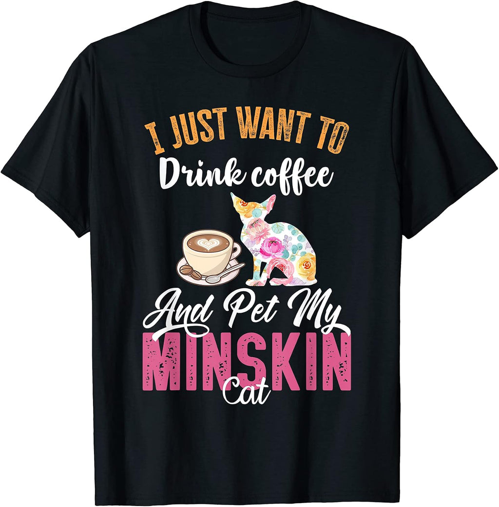 Funny Minskin Cat Coffee Lovers Merch - Adult & Kids T-Shirts, Sweatshirts & Hoodies apparel design preview 1