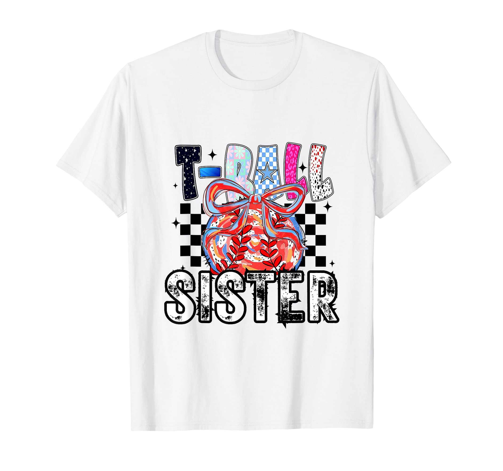 T Ball Baseball Checkered Sister T-Shirt - Streetwear Style Unisex - T-Shirt, Sweatshirt, Hoodie
