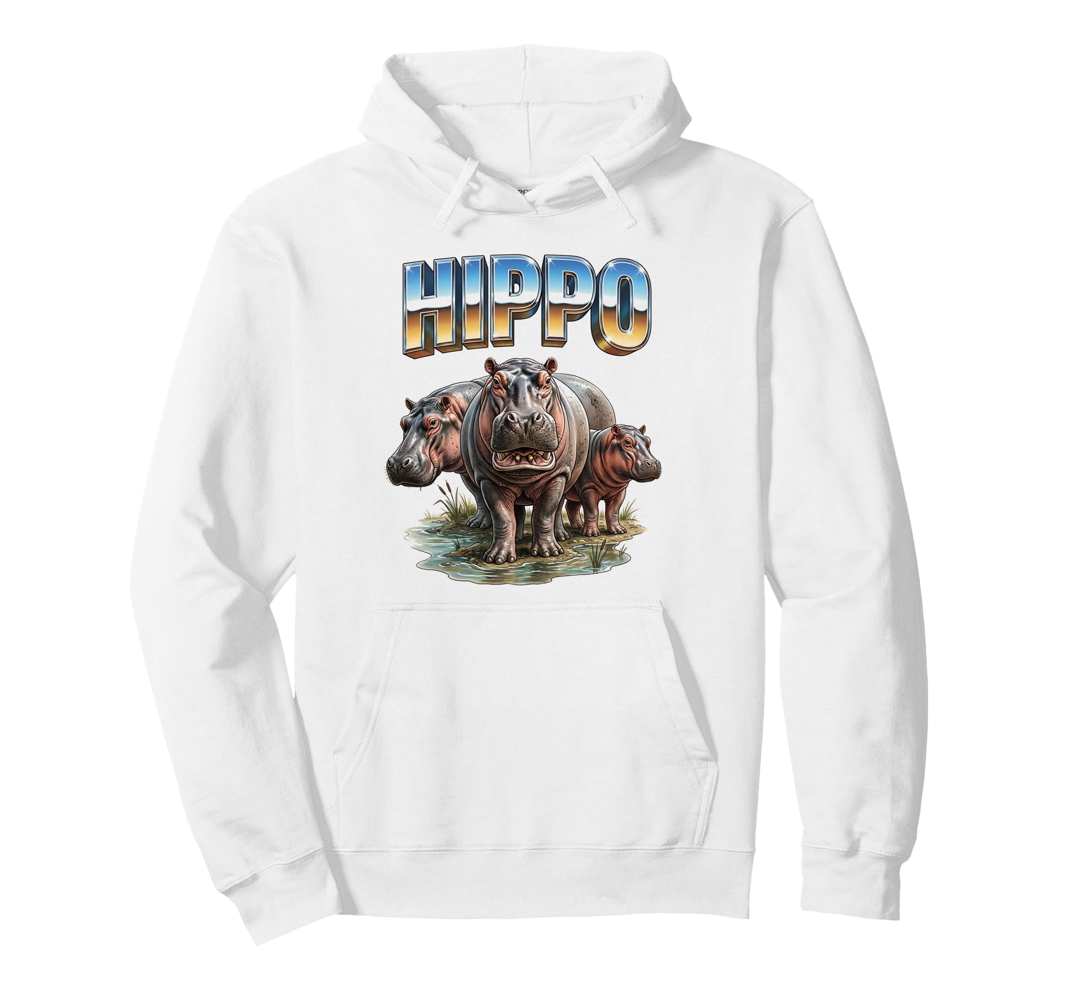 Hippo 70S 90S Hippo Animal Lover Hoodie - Streetwear Style Unisex - T-Shirt, Sweatshirt, Hoodie