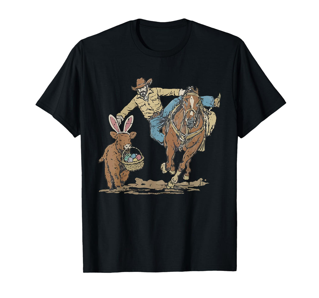 Funny Easter Day Cowboy Bunny Basket T-Shirt - Minimalist Print Unisex - T-Shirt, Sweatshirt, Hoodie
