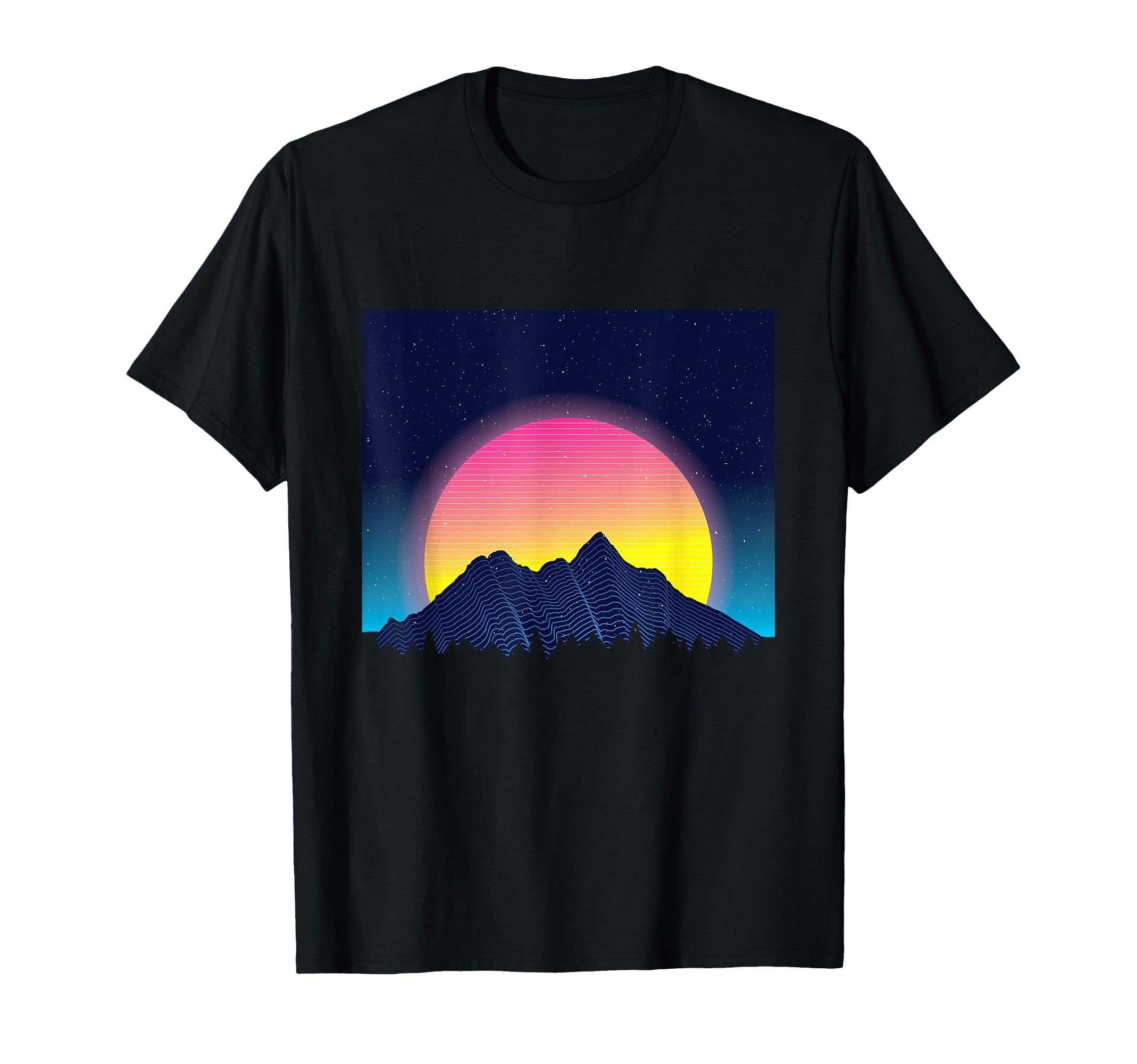 Retrowave Mountain Landscape T-Shirt - Casual Everyday Wear for Adults - T-Shirt, Sweatshirt, Hoodie