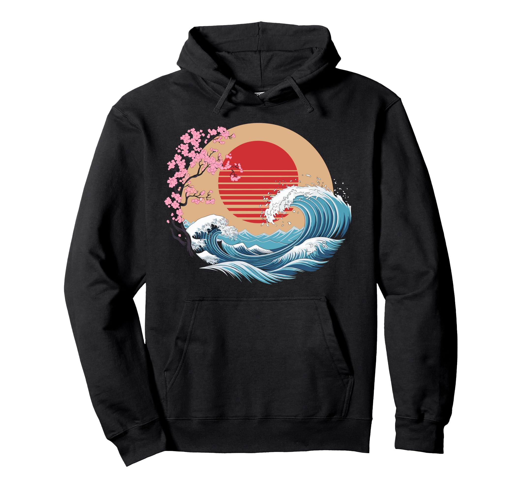 Big Wave Vaporwave Aesthetic 80S Hoodie - Fun Novelty Design for Adults - T-Shirt, Sweatshirt, Hoodie