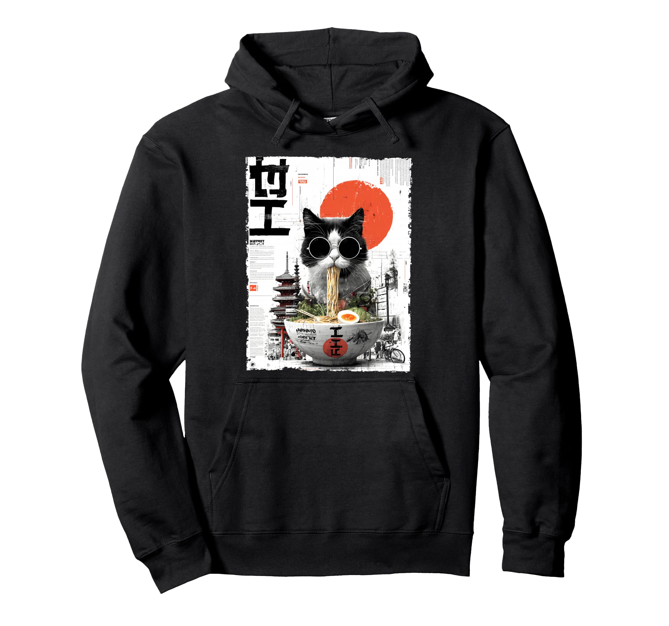 Cat Ramen Aesthetic Japanese Artwork Hoodie - Graphic Print Men Women - T-Shirt, Sweatshirt, Hoodie