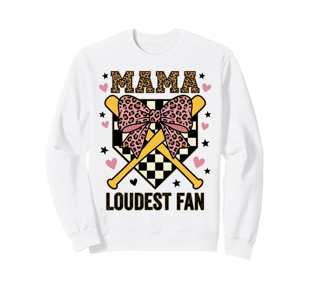 Baseball Mama Loudest Fan Sweatshirt - Fun Novelty Design for Adults - T-Shirt, Sweatshirt, Hoodie