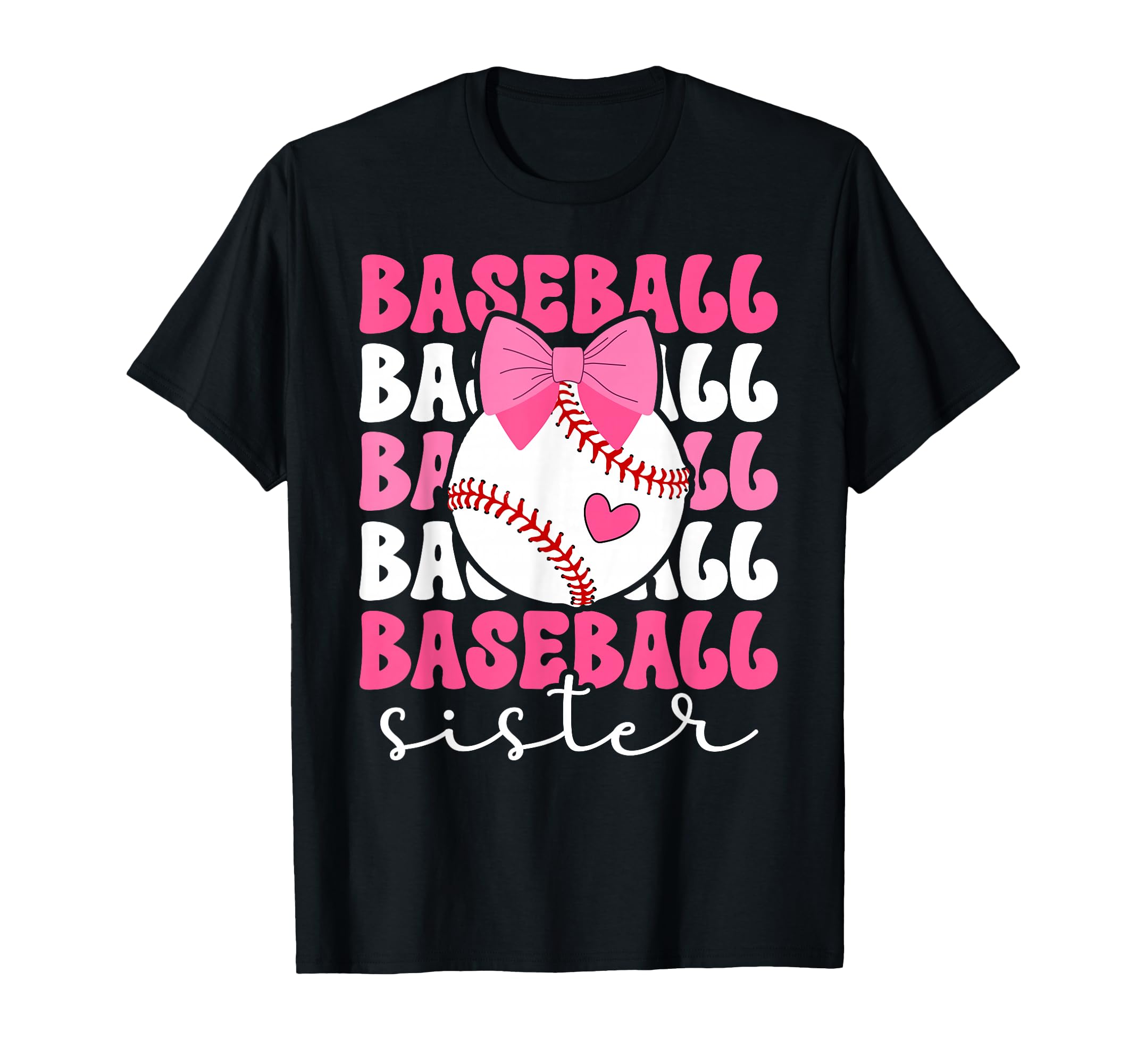 Baseball Sister Bow Baseball Players T-Shirt - Minimalist Print for Adults - T-Shirt, Sweatshirt, Hoodie