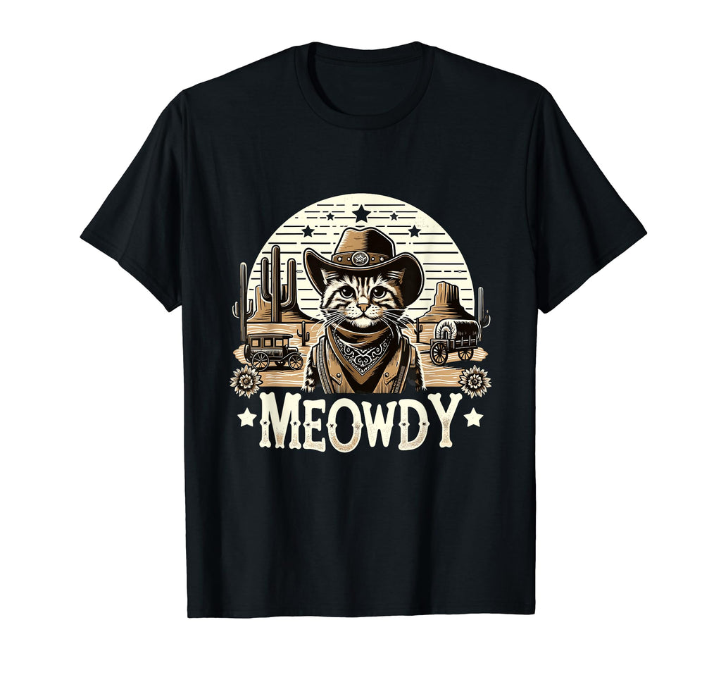 Meowdy Country Cowboy Western Cat T-Shirt - Unique Graphic Men Women - T-Shirt, Sweatshirt, Hoodie
