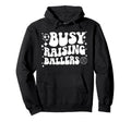 Busy Raising Ballers Soccer Volleyball Mom Hoodie - Graphic Print Unisex - T-Shirt, Sweatshirt, Hoodie