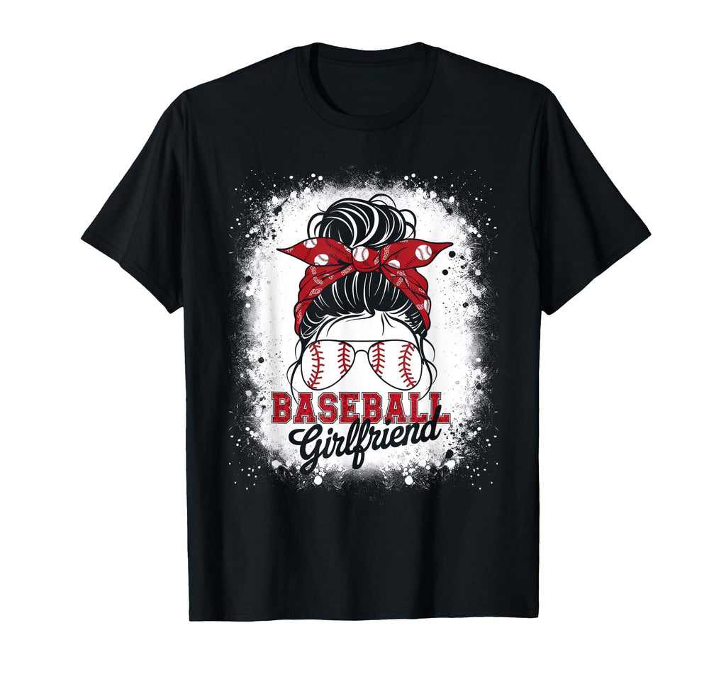 Baseball Girlfriend Messy Bun Hair T-Shirt - Fun Novelty Design Men Women - T-Shirt, Sweatshirt, Hoodie