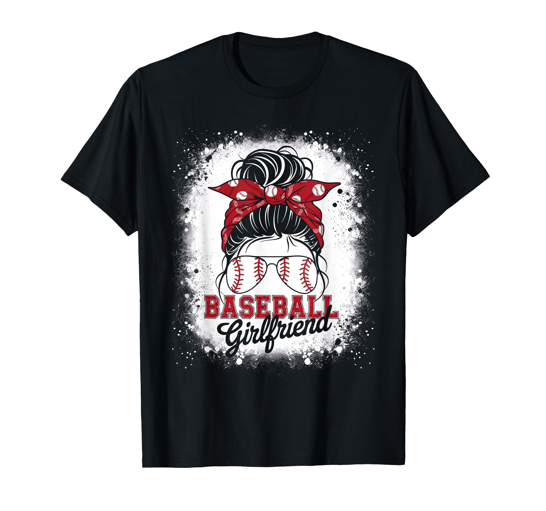 Baseball Girlfriend Messy Bun Hair T-Shirt - Fun Novelty Design Men Women - T-Shirt, Sweatshirt, Hoodie