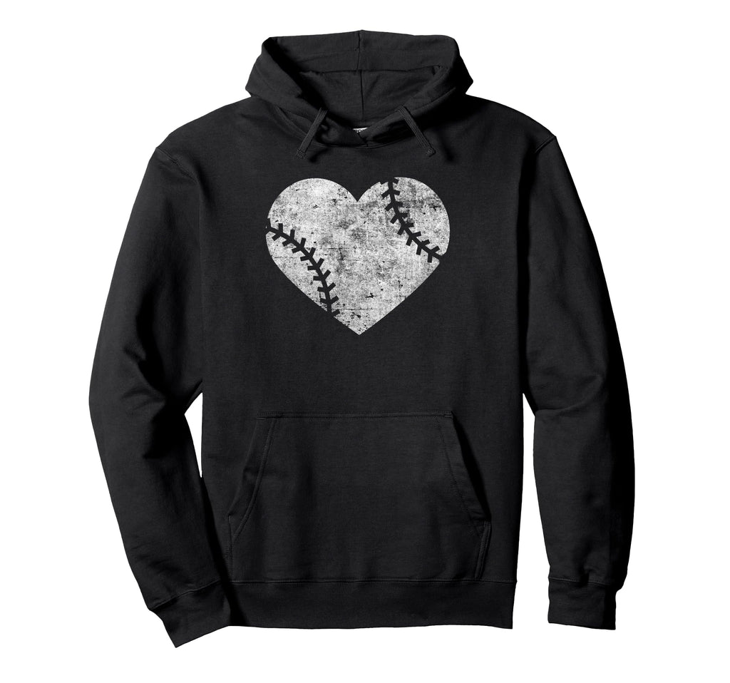 I Love Baseball Distressed Heart Hoodie - Aesthetic Graphic for Adults - T-Shirt, Sweatshirt, Hoodie