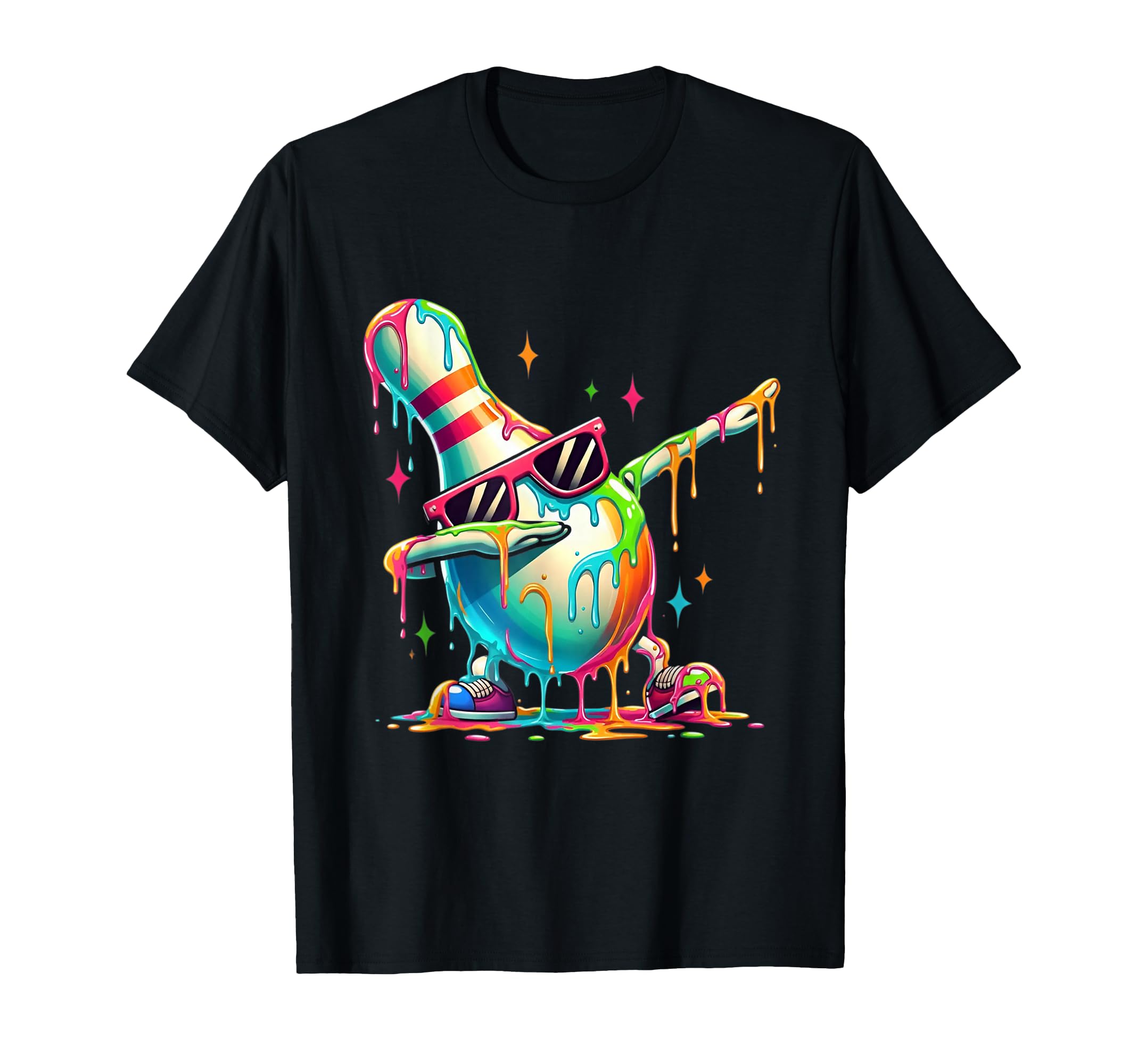 Funny Bowling Pin Dab Rainbow Strike T-Shirt - Unique Graphic Men Women - T-Shirt, Sweatshirt, Hoodie