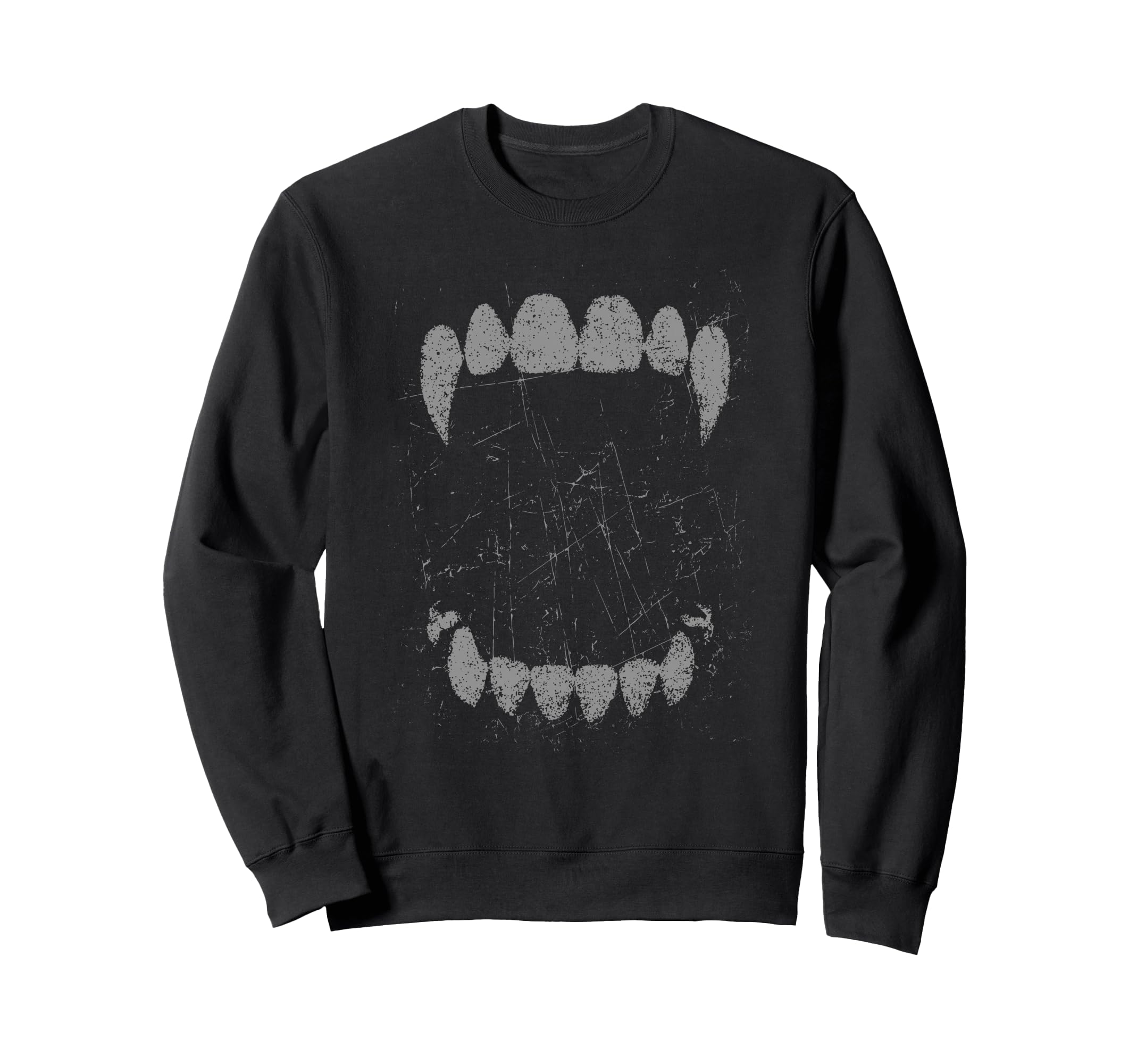 Gothic Grunge Vampire Fangs Sweatshirt - Fun Novelty Design for Adults - T-Shirt, Sweatshirt, Hoodie