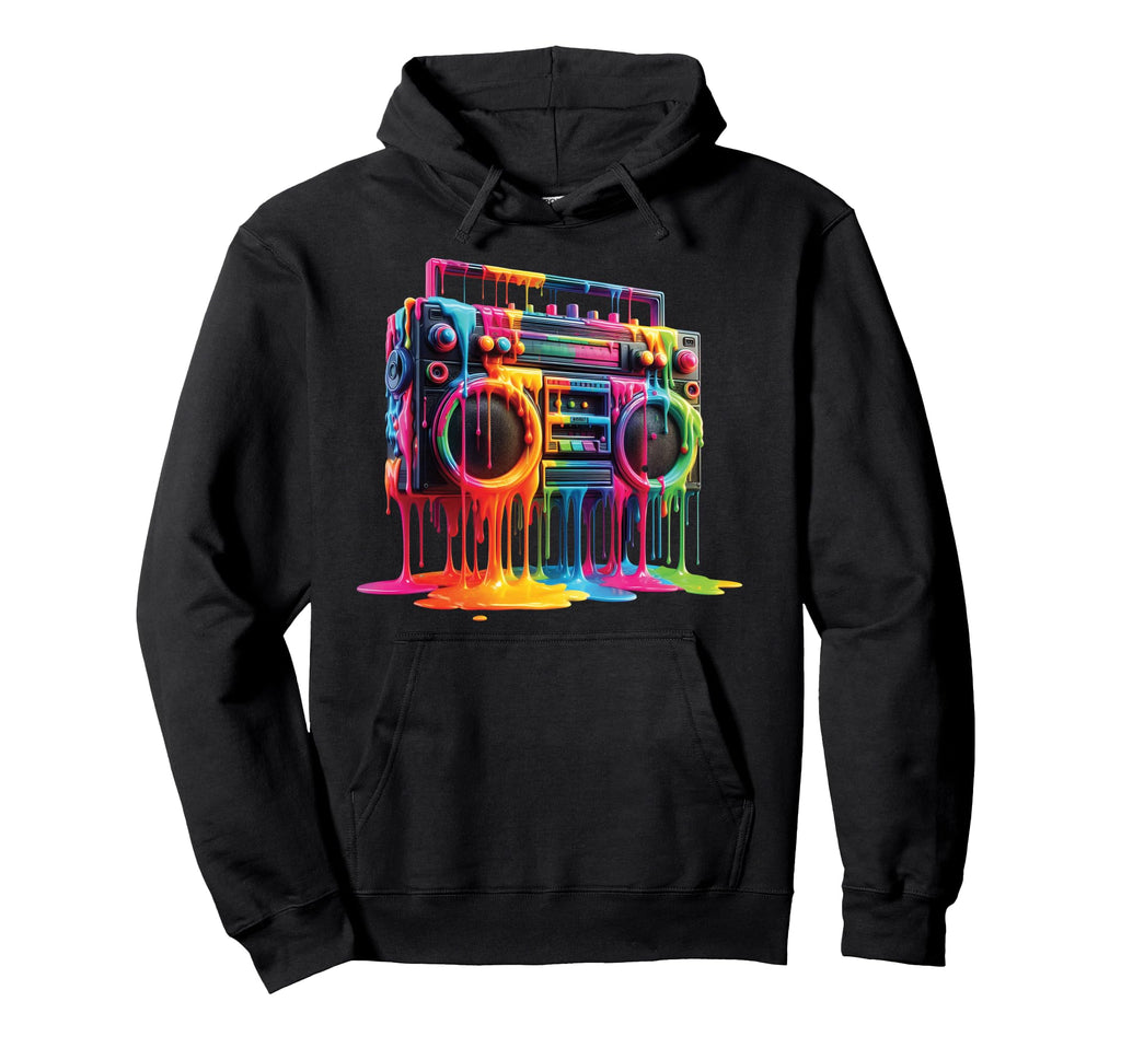Dripping Paint Boombox Old School 80S Hoodie - Custom Art Print Men Women - T-Shirt, Sweatshirt, Hoodie