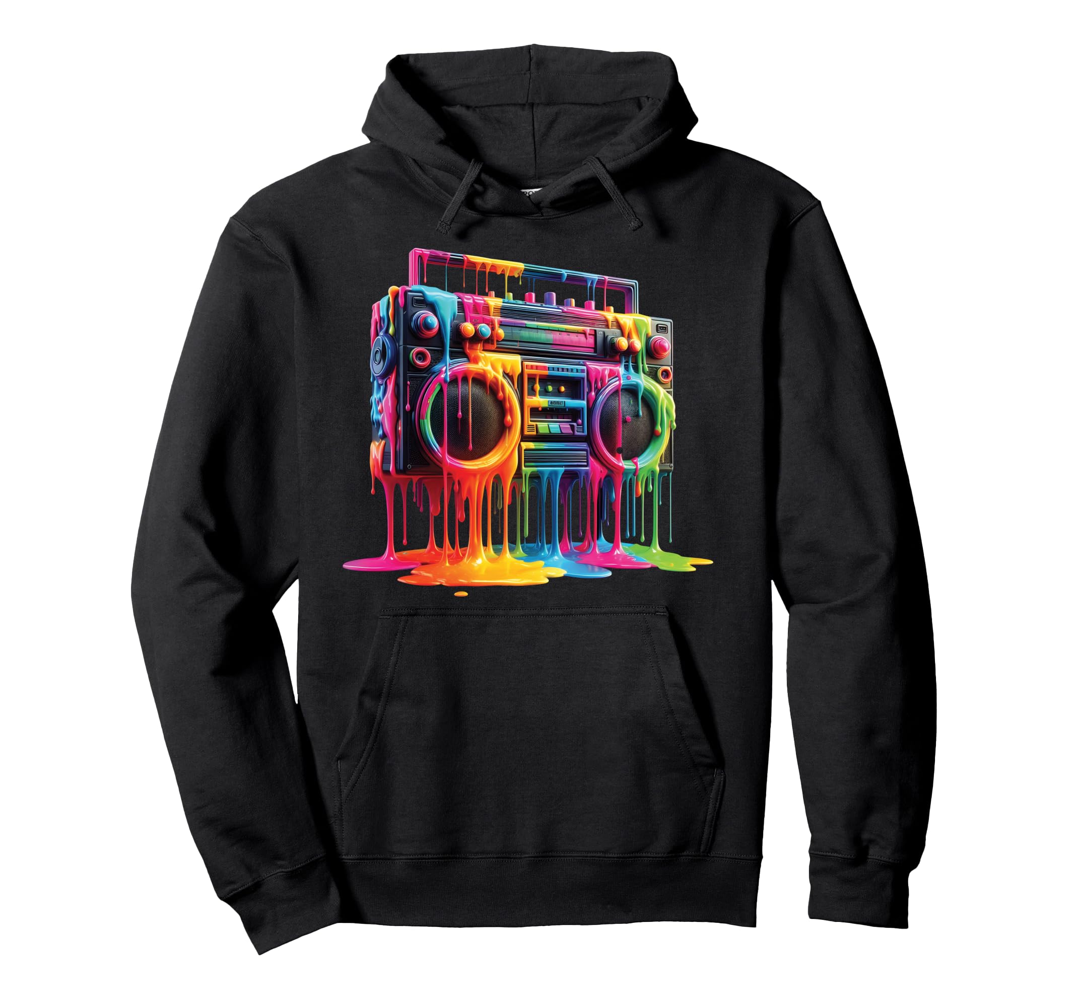 Dripping Paint Boombox Old School 80S Hoodie - Custom Art Print Men Women - T-Shirt, Sweatshirt, Hoodie