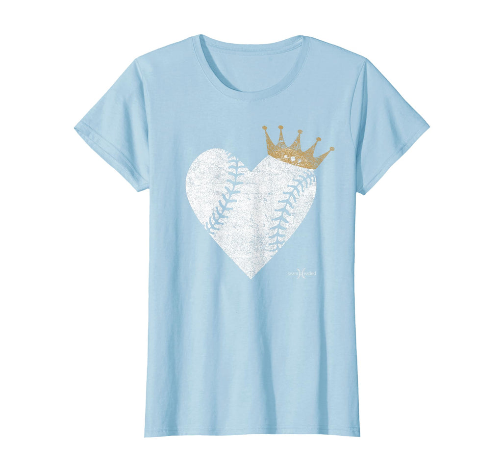 Blue Royal Baseball Heart Crown T-Shirt - Trendy Graphic Men Women - T-Shirt, Sweatshirt, Hoodie