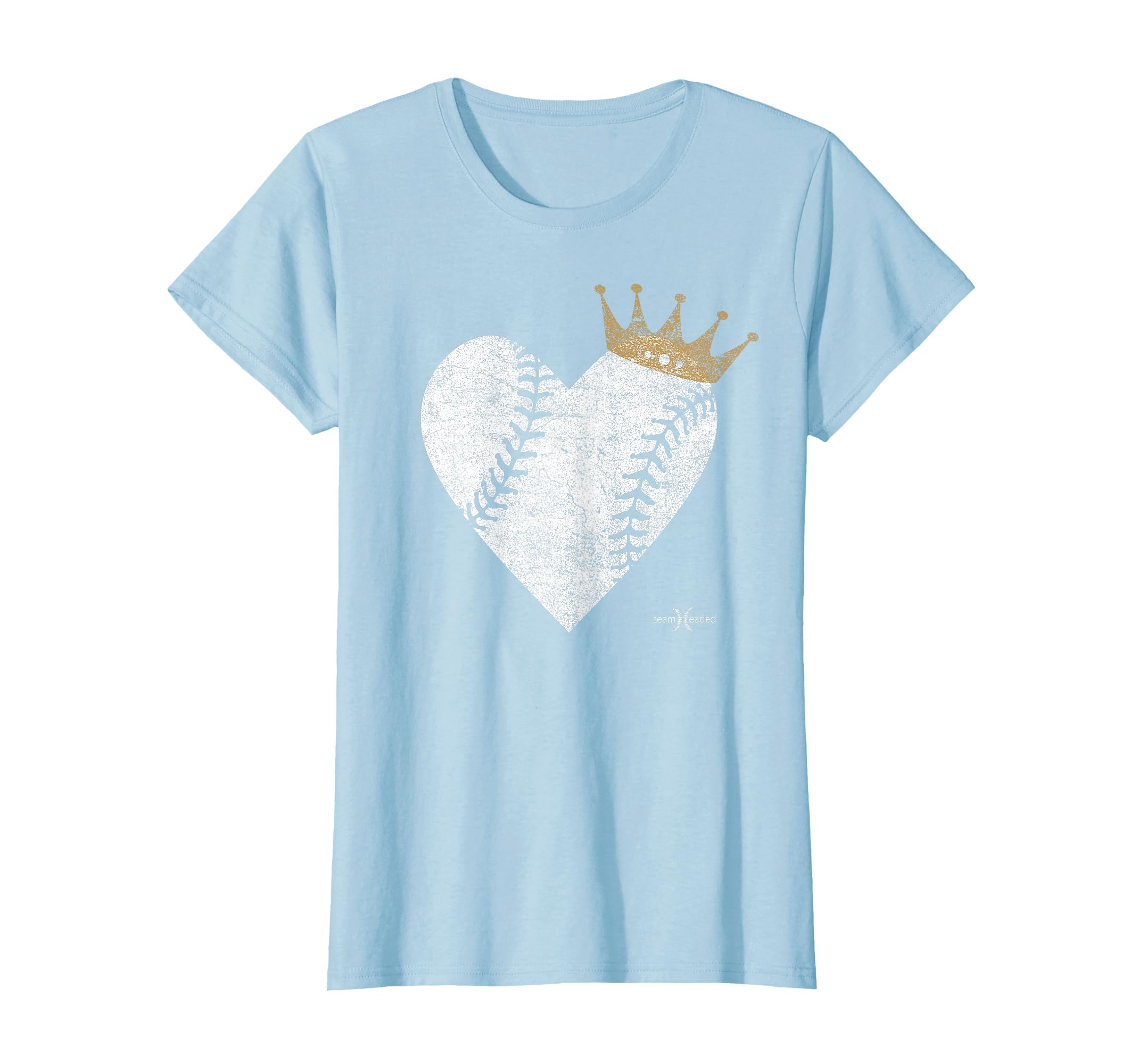 Blue Royal Baseball Heart Crown T-Shirt - Trendy Graphic Men Women - T-Shirt, Sweatshirt, Hoodie