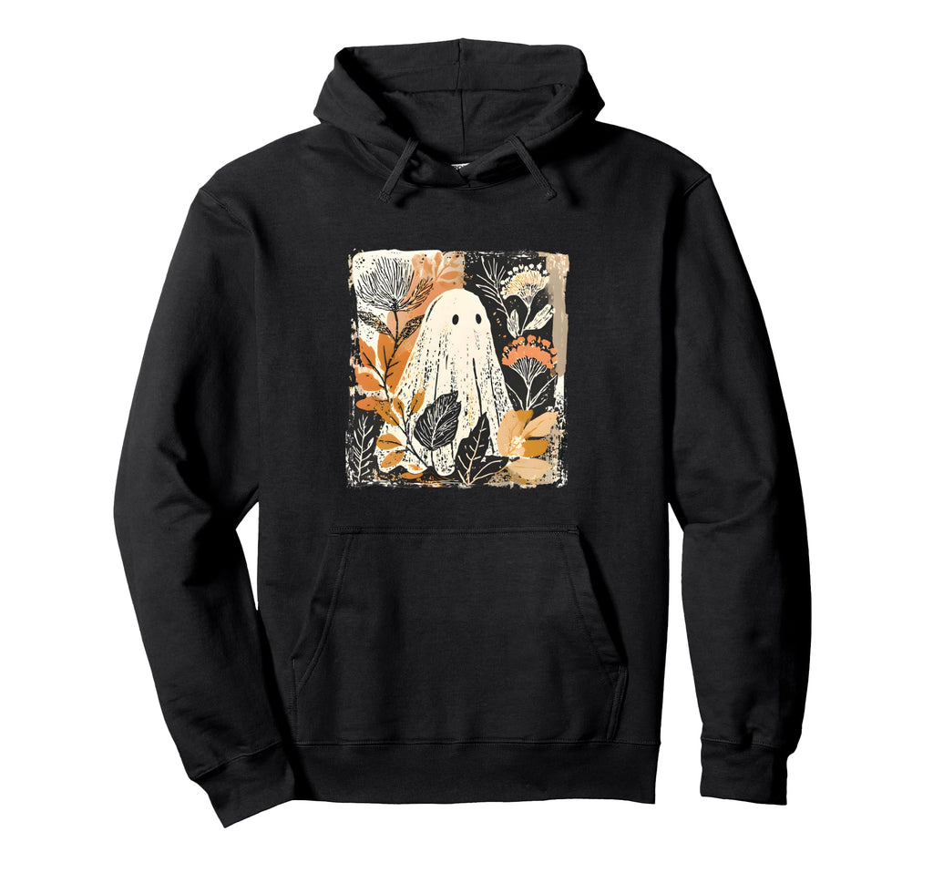 Boho Floral Halloween Fall Ghost Hoodie - Aesthetic Graphic for Adults - T-Shirt, Sweatshirt, Hoodie