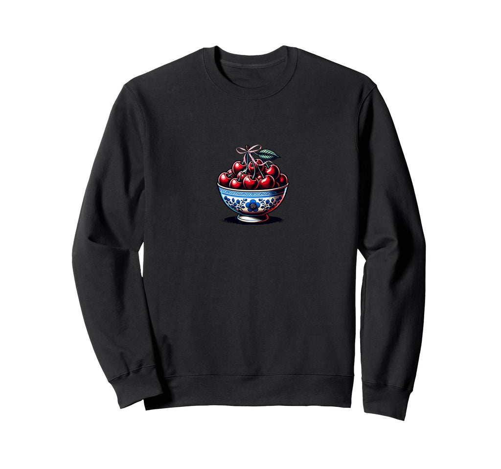 Bowl Cherries Coquette Bow Aesthetic Y2K Sweatshirt - Graphic Print Unisex - T-Shirt, Sweatshirt, Hoodie