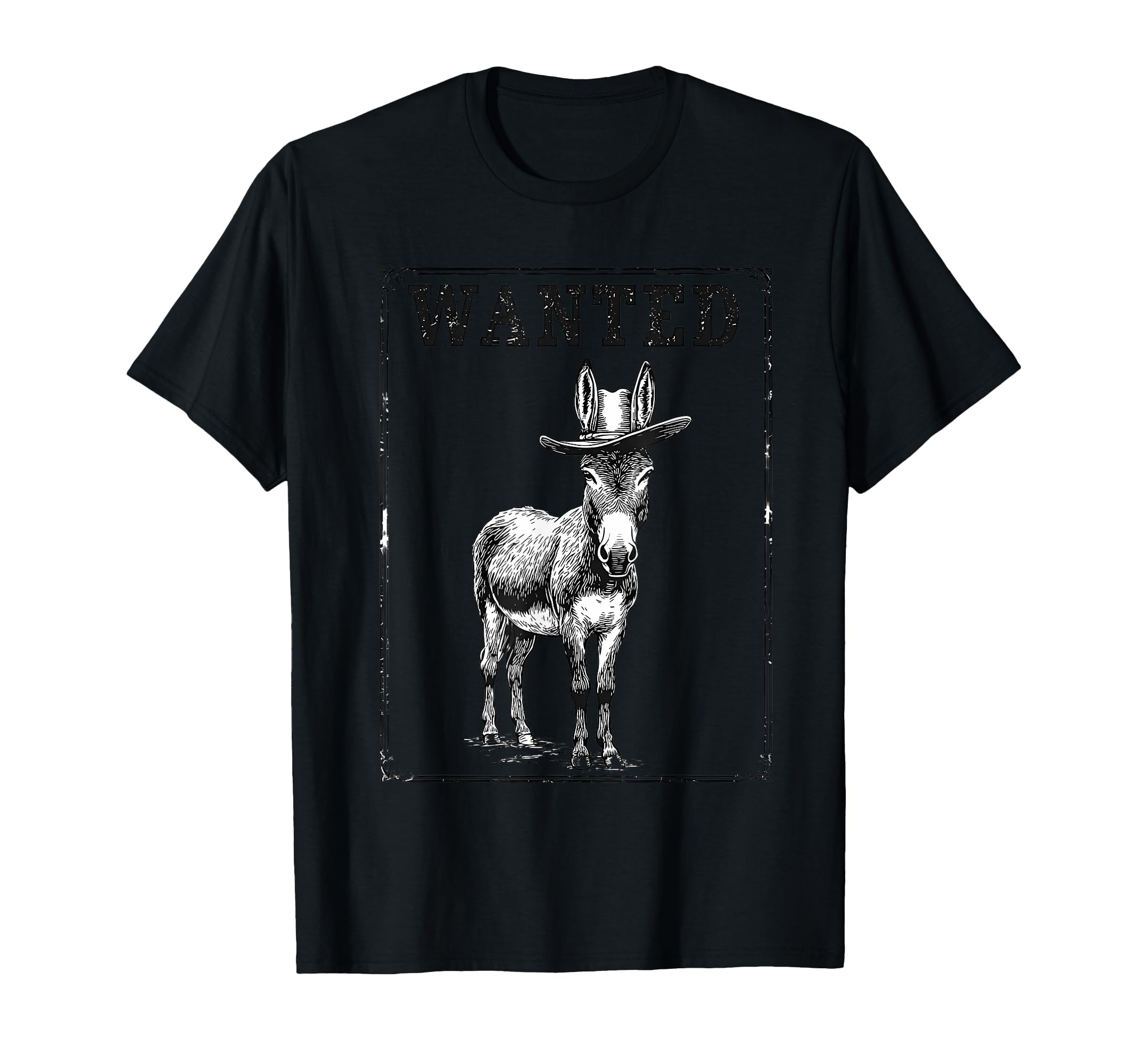 Donkey Cowboy Rodeo Cowgirl Western T-Shirt - Custom Art Print Unisex - T-Shirt, Sweatshirt, Hoodie