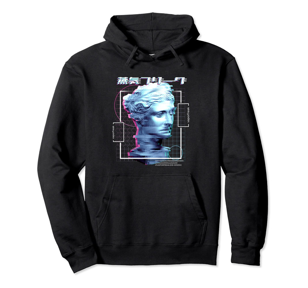 Glitch Greek Statue Sculpture Retrowave Hoodie - Unique Graphic for Adults - T-Shirt, Sweatshirt, Hoodie