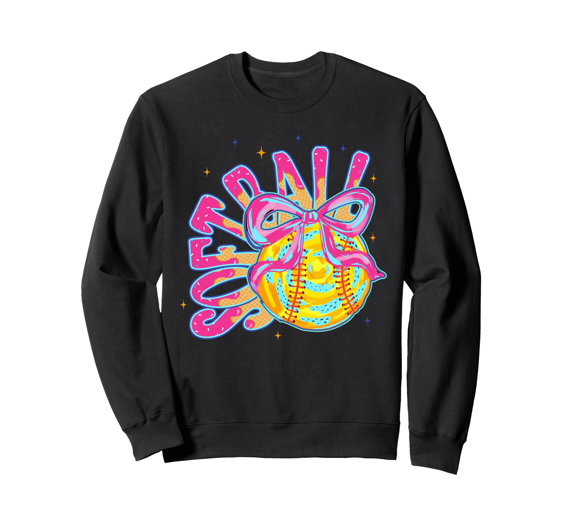 Softball Coquette Bow Ice Cream Sweatshirt - Fun Novelty Design Unisex - T-Shirt, Sweatshirt, Hoodie